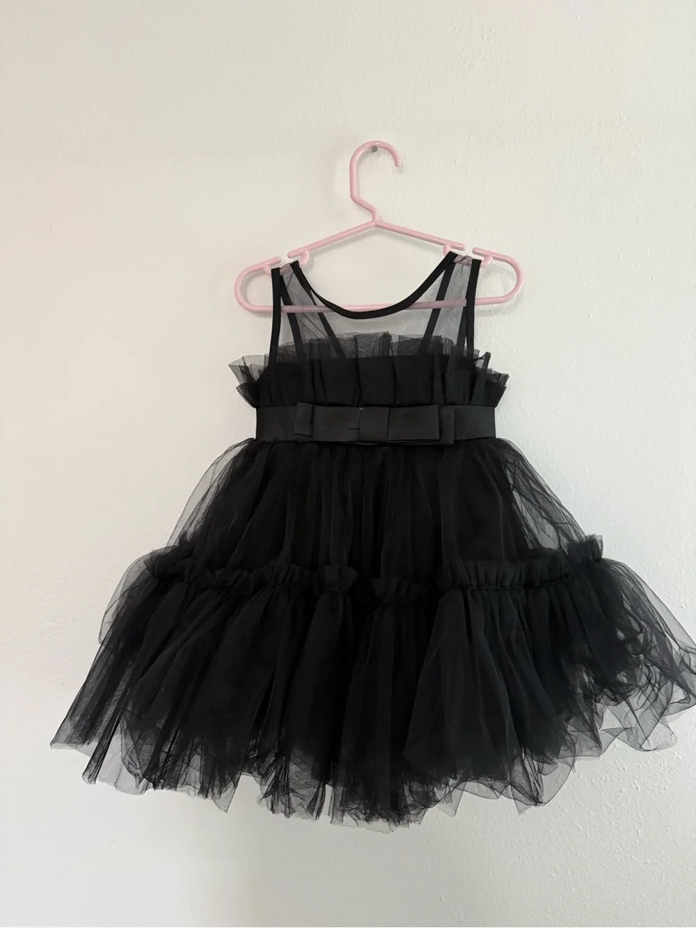 Elegant Black Tulle Party Dress for Girls